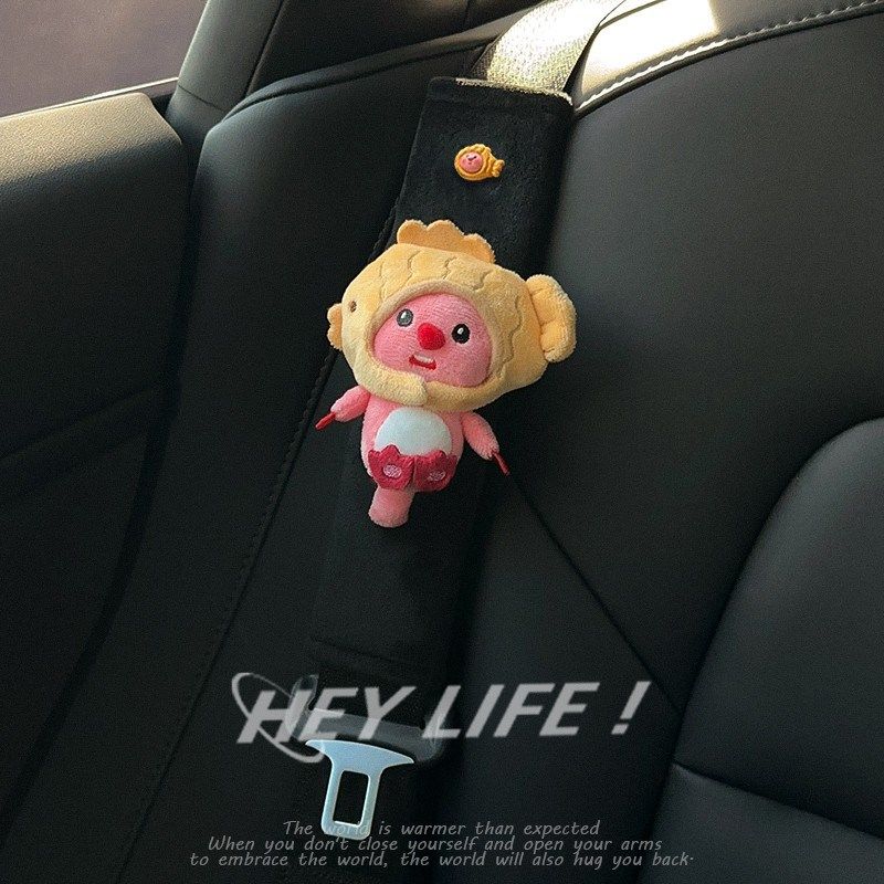 Car Seatbelt Shoulder Pads Cute High-End Plush Beaver Car Interior Decoration m Accessories Loopy Ruby Universal [Black] Snapper Head Loopy Shoulder Pads*1