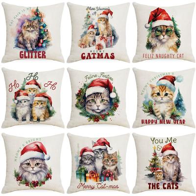 Christmas Cat Pillowcase Sofa Decoration Pillowcase Nordic Simple Modern Christmas Day