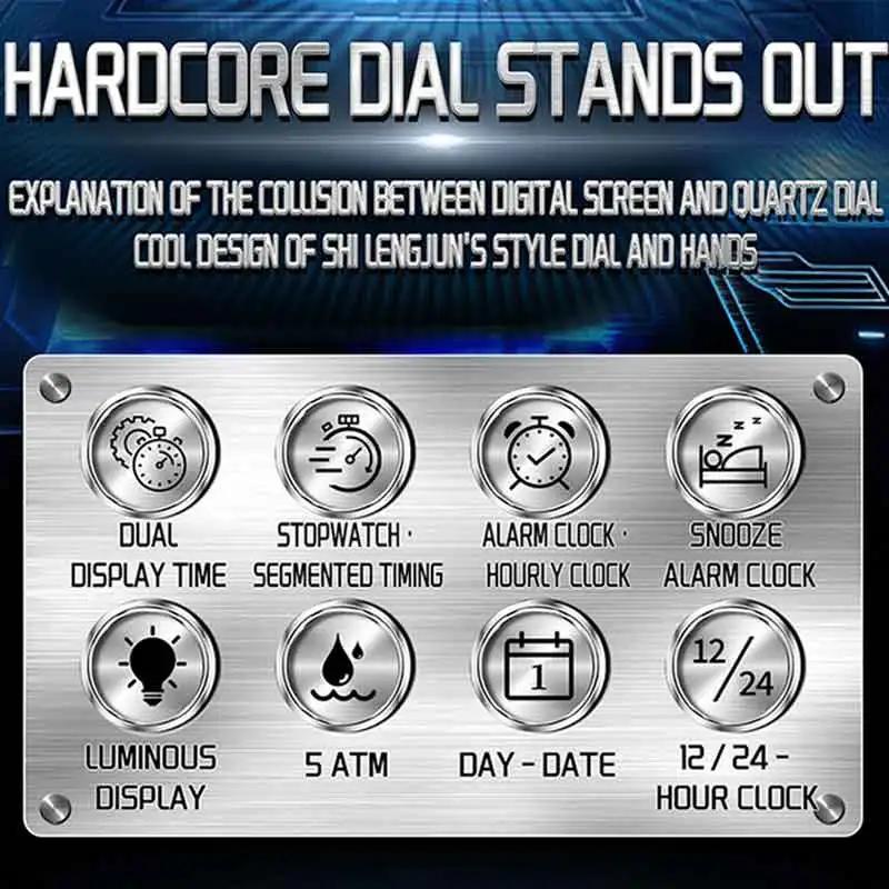 Top Fashion Men's Sports Watch Waterproof LED Analog Digital Dual Display Electronic Clock Stopwatch Men Quartz Wristwatch
