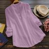 Loose Casual Shirt Women Gauze Blouse Multi Color Henley Neck 3 4 Sleeve