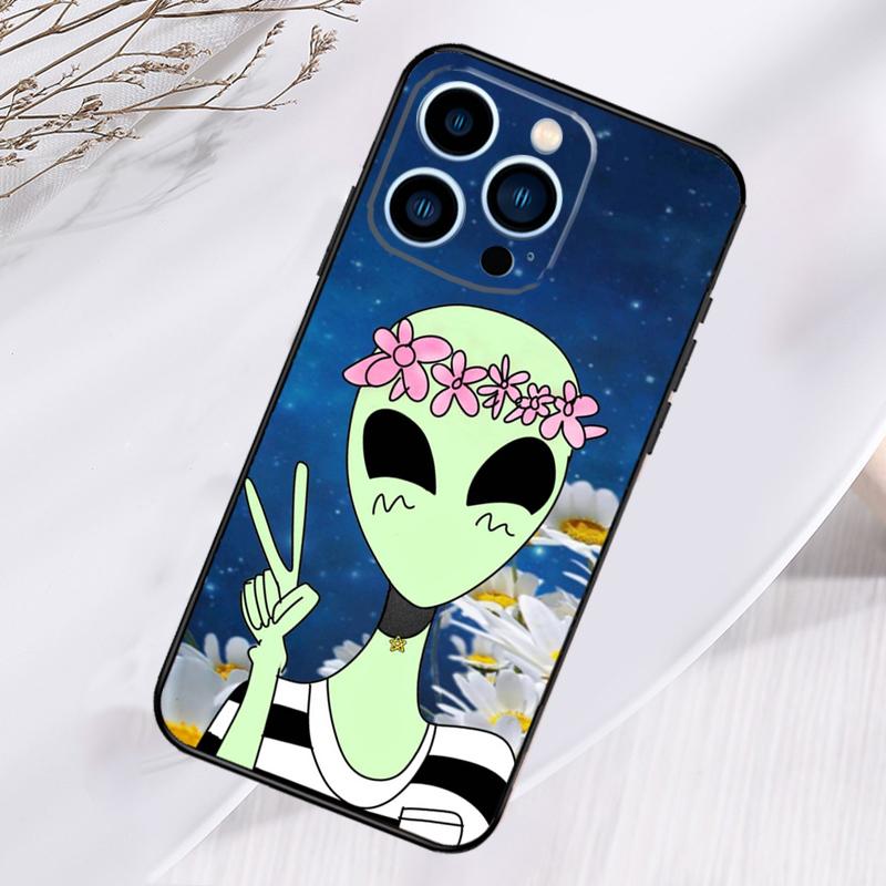 Aesthetic Alien Space Girl Phone Case For iPhone 16 Pro Max 15 14 12 11 13 17 Pro Max Plus 12 13 Mini 16e 17 Air Cover