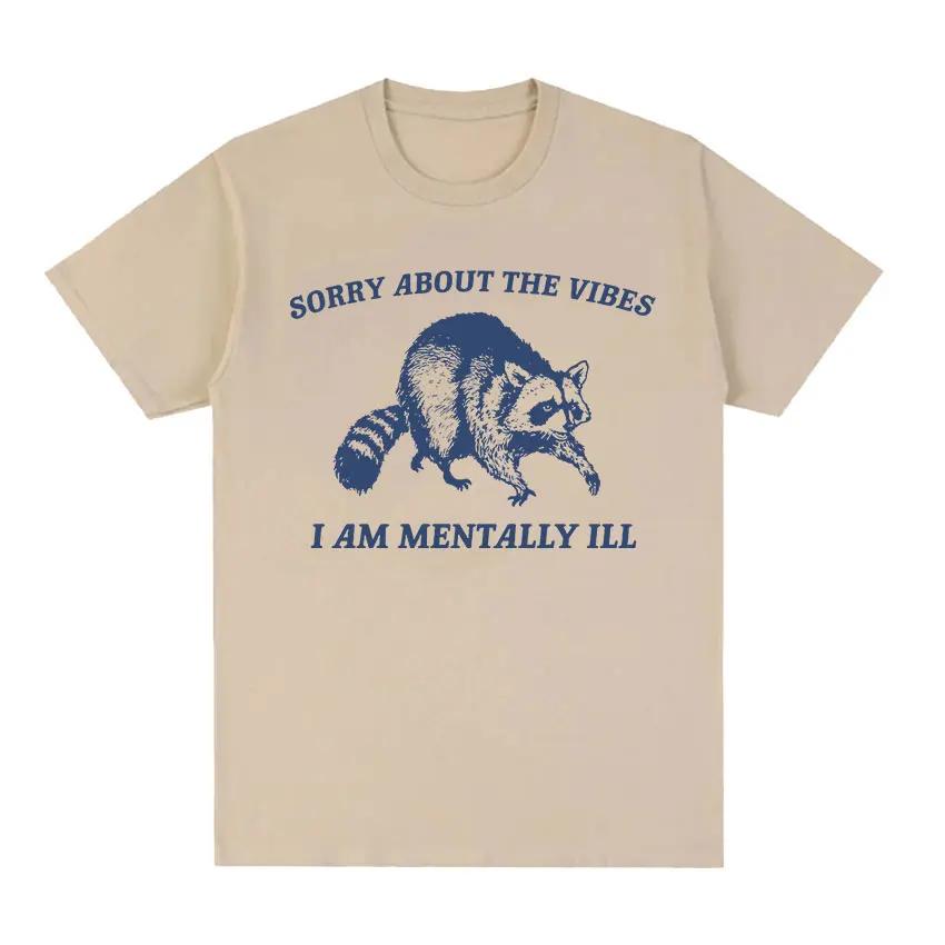 

My Tummy Hurts Funny Raccoon Graphic T Shirt Weird Meme Men Women Tops T-shirts Fashion Harajuku Casual Cotton Oversized T-shirt S