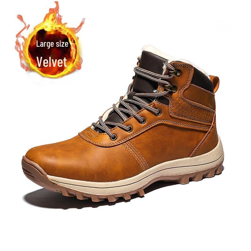 

Мужские зимние ботинки для снега 2025: Толстая подошва, теплый бархат, большой размер 47