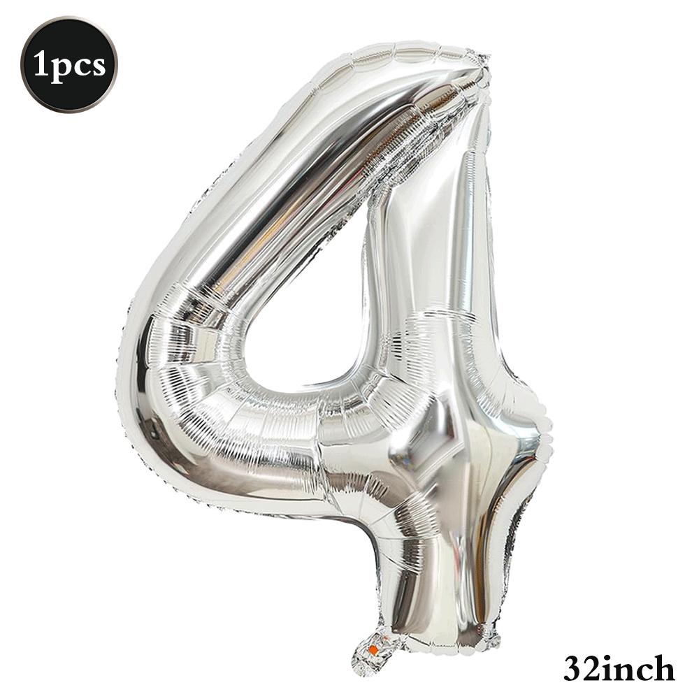 32inch Silver Number Foil Balloons Large Digit 0-9 Helium Globos Happy Birthday Party Decor Wedding Anniversary Graduation 2026