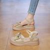 Fashion CRLAYDK Womens Wedge Sandals Bow Summer Beach Comfort Ladies Walking Ankle Strap Dressy Casual Slippers Beach Travel Shoes