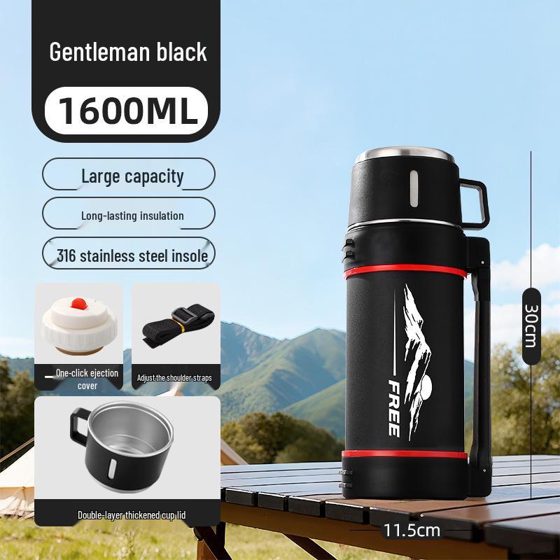 Large Capacity 316 Stainless Steel Insulated Thermos Flask with Portable Design for Outdoor and Travel Use