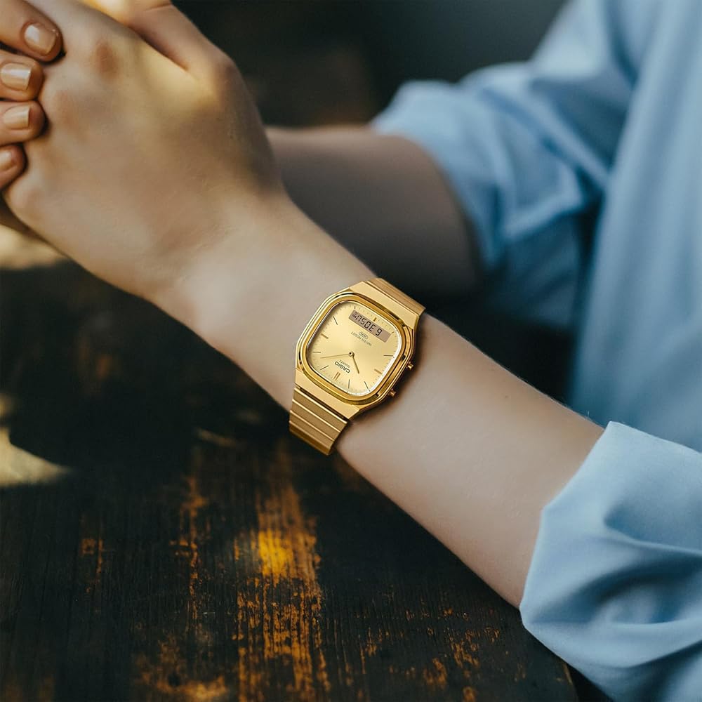 [Casio] CASIO Analog-Digital Quartz Watch Edgy Collection AQ-240EG-9A Unisex Dual Time Gold Overseas Model [Parallel Import]