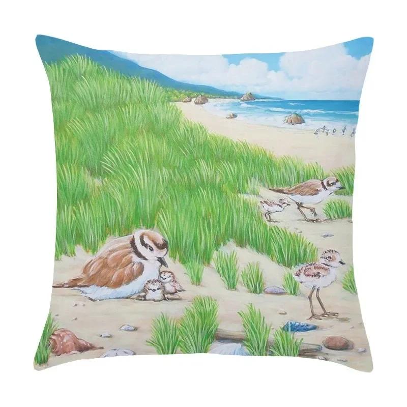 Car Living Room Sofa Cushion Cover Luxury Home Decor Pillow Cover Farm Garden City Seascape Print