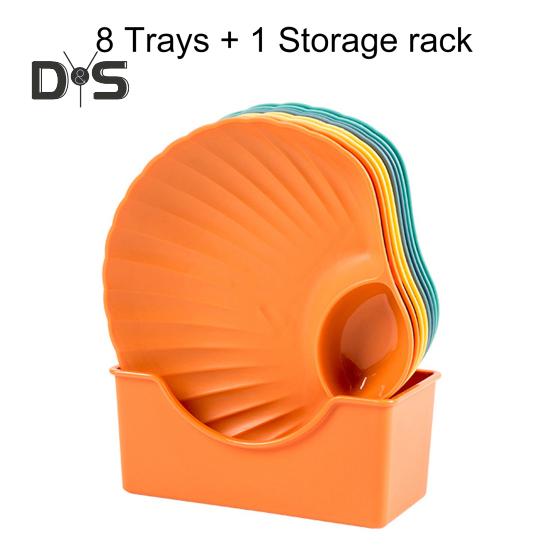 8Pcs/Set Stackable 2 Section Snack Plate Plastic Unbreakable Dessert Dish Household Supplies