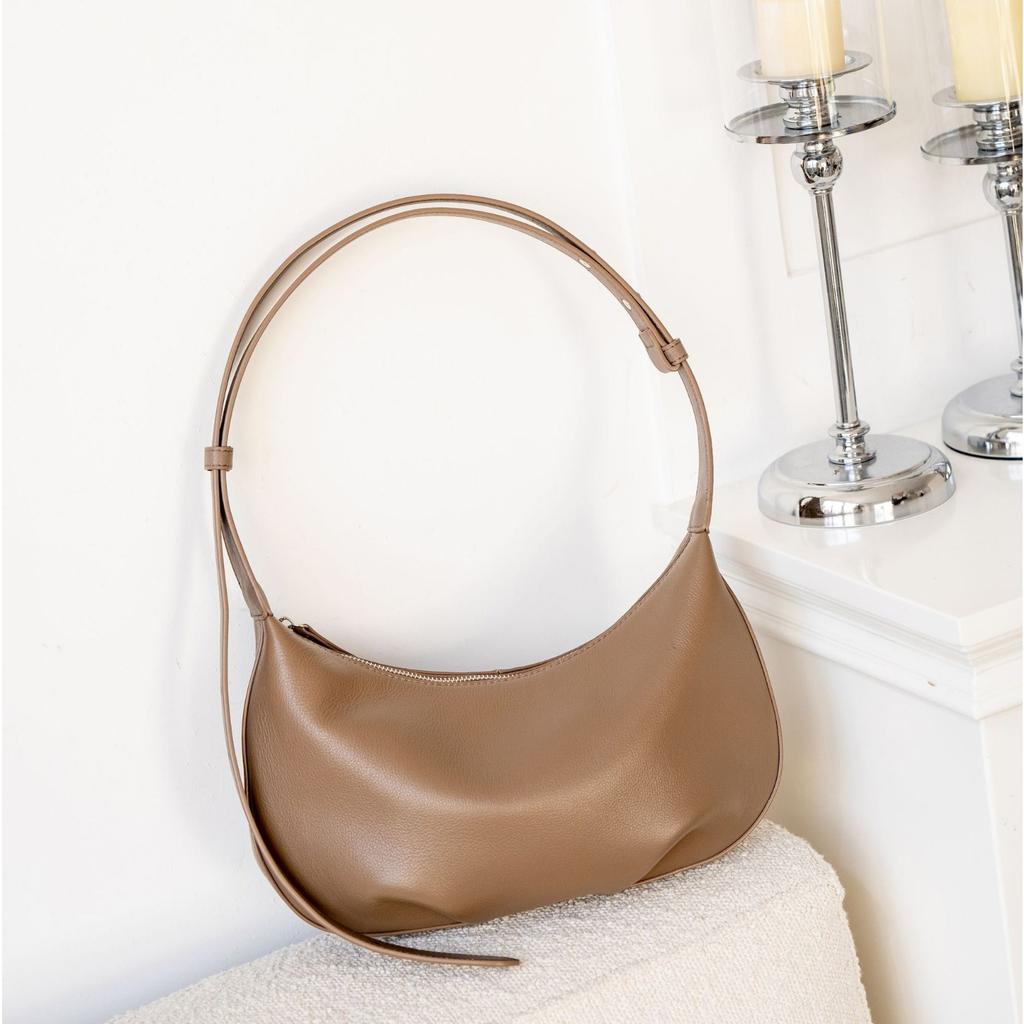 Cowhide Women Single Shoulder Crossbody Simple Multi-compartment Dumpling Bag Large Capacity Pretty Girl Aunt Mother Bag