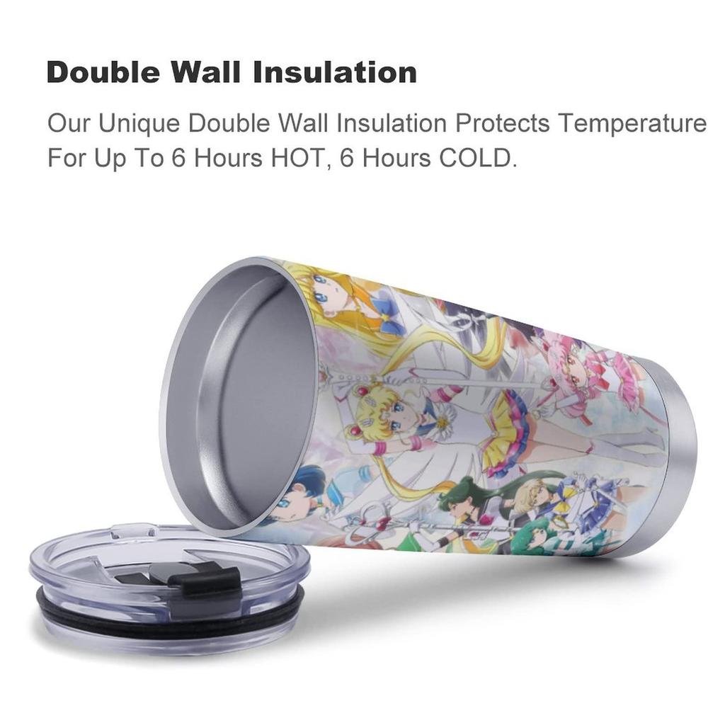 Sailor Moon tumbler vacuum SUS304 stainless with Perfect for keeping your coffee hot or this thermos tumbler is perfect for car A great Day glass,