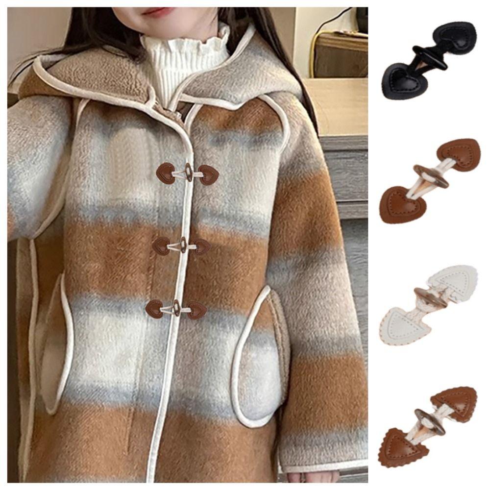 Fashion PU Leather Horn Buckle Vintage Style Sew-On Design Resin Horn Buttons Sew-On Buttons Jackets