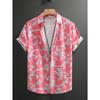 Camicia Hawaiana Morbida da Uomo Estiva con Stampe Vivaci di Foglie della Giungla e Fiori Esotici Collo a Revers Bottoni Top Abbigliamento Unisex Oversize