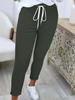 2025 Women's Solid Color Tie-Waist Cuffed Long Pants - Versatile European & American Style