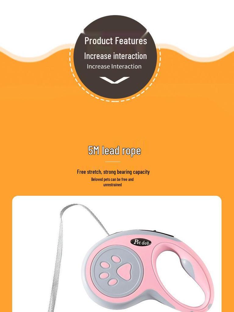 Lesă Retractabilă 5m pentru Câine | Automatică Anti-Rupere pentru Câini Mici & Mijlocii
