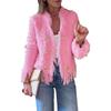 Cappotto Blazer Elegante Minimalista da Donna con Frange - Vestibilità Slim Manica Lunga Chic da Ufficio Capospalla in Beige Nero Cachi Blu Rosa