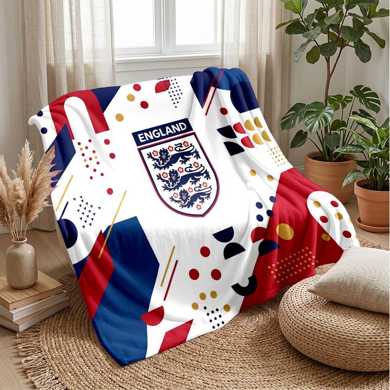 England Football Printed Flannel Blanket Skin Friendly Warm Decorative Throw for Indoor Couch Bed Daily Use