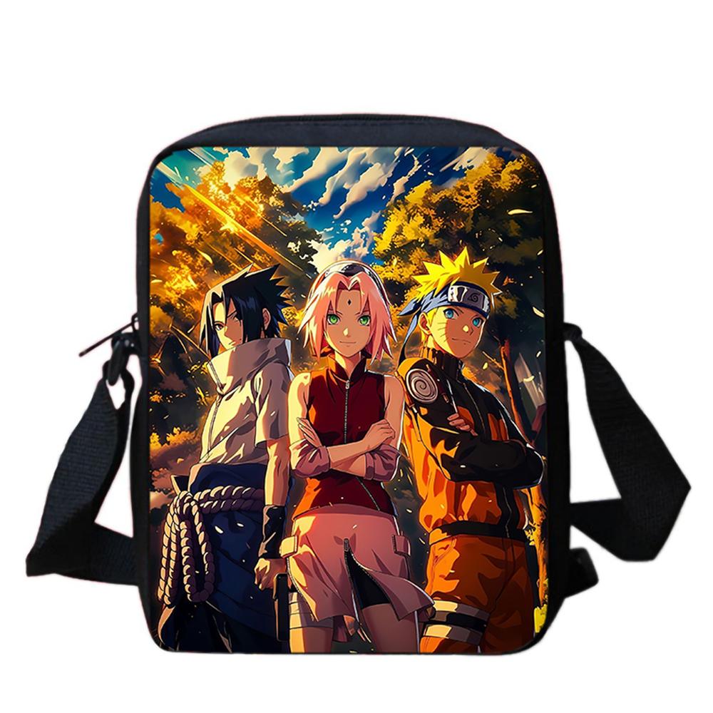 Cartoon Adjustable Straps NARUTO Shoulder Bags Light Weight Crossbody Bags For Boys & Girls Age 6-10, Secure Zipper Closure.