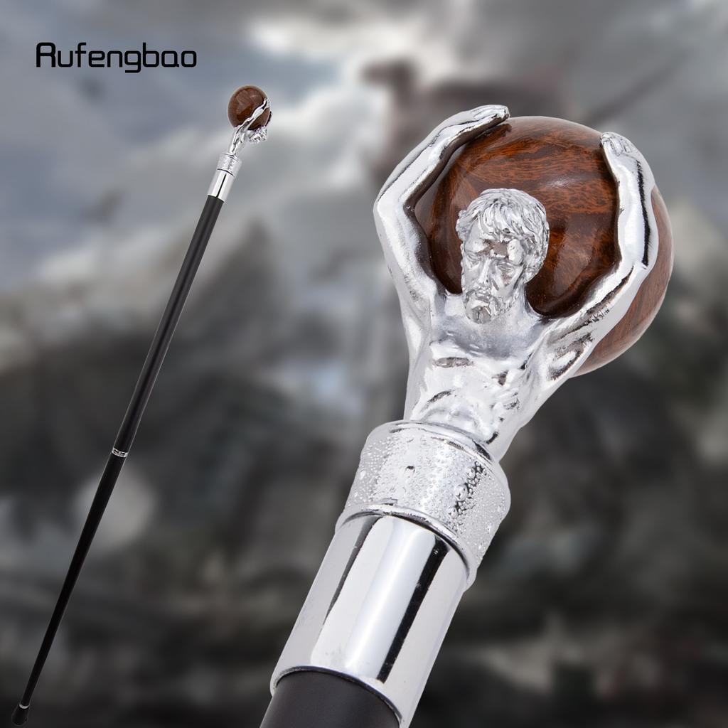 White Man Hold Ball White Walking Cane Fashion Decorative Walking Stick Gentleman Elegant Cosplay Cane Crosier 93cm