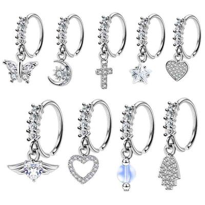 20G Teardrop Zircon Nose Ring Pendant - Trendy European & American Piercing Jewelry