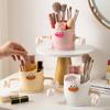 Cute Cartoon Makeup Brush Storage Box Dresser Desktop Rotating Lipstick Puff Dust Rack High Value