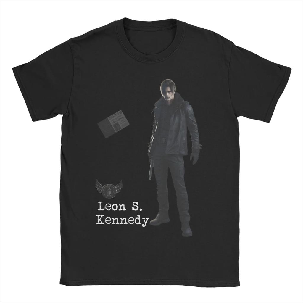 Resident Evil Leon S Kennedy Requiem Пиксель-арт Унисекс Футболка Ретро Игра Хлопок Повседневный Топ с Коротким Рукавом Удобные Футболки