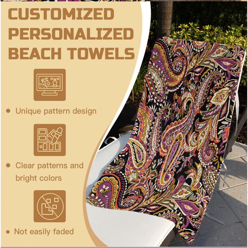 Ethnic Paisley Beach Towel, Airy Quick Dry Bath Towel, Souvenir Gift For Couples & Families, Vacation Travel Essential