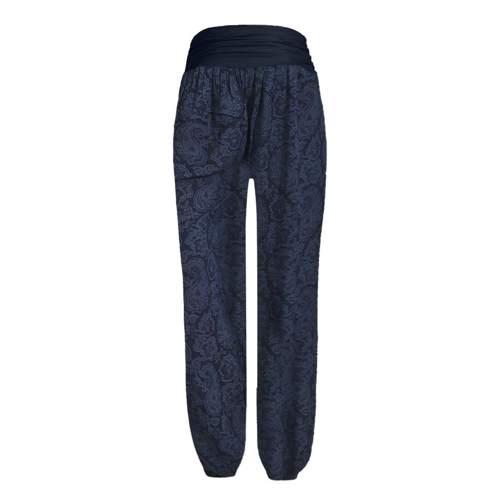Pantaloni Harem Bohemien da Donna a Vita Alta Pantaloni Yoga con Elastico in Vita Tessuto Leggero e Traspirante