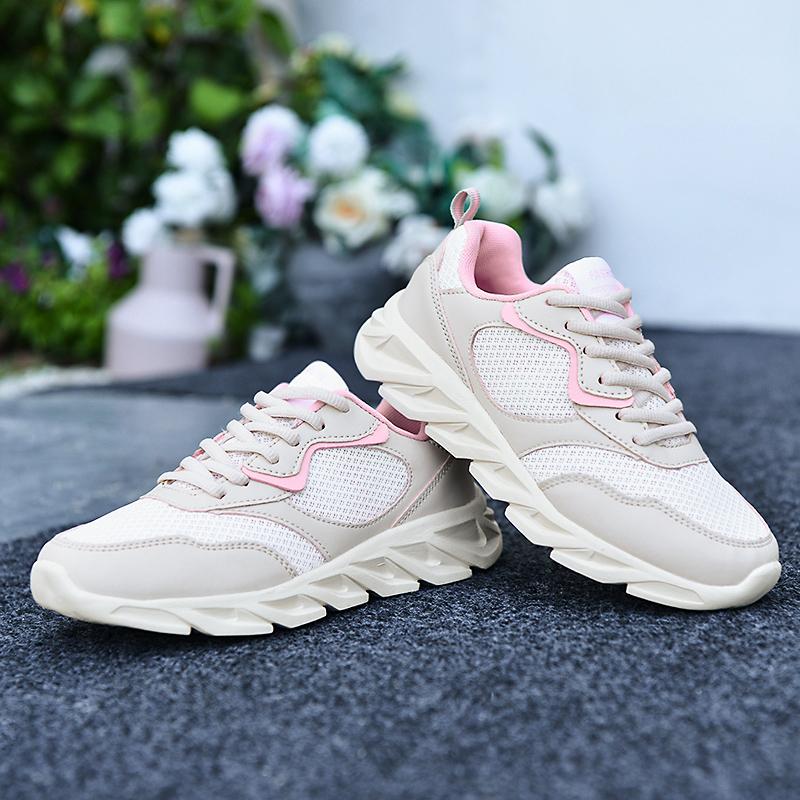 Womens Shoes Running Wear Resistant Casual Sports Tennis Female Sneakers Trendy Knitted Fly Weaving Running Shoes Gray Adults