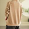 Warm Thermal Sweatshirt Women's Loose Cover-up Design Button Half High Collar Velvet Polyester Full Sleeve Casual Top