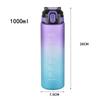 1000ml Gradient Matte Sports Water Bottle, Flip Straw Cup with Time Marker, Large Portable Plastic Jug for Fitness & Outdoor