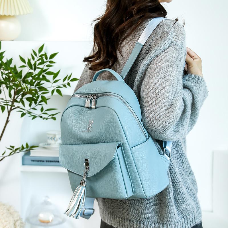 Plecak z frędzlami Plecak damski z miękkiej skóry Torba szkolna dla studenta