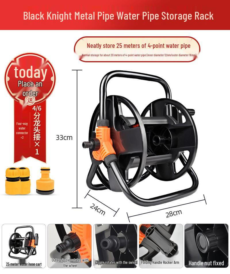 20m Bilvattenslangslindare med Vattenpistol & Förvaringsställ, Upprullningsrulle, 6/4tum, Finns även i 50m.