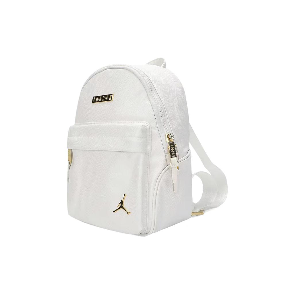 New Jordan PU Leather Patchwork Backpack Regular Unisex White Gold DO9259-100