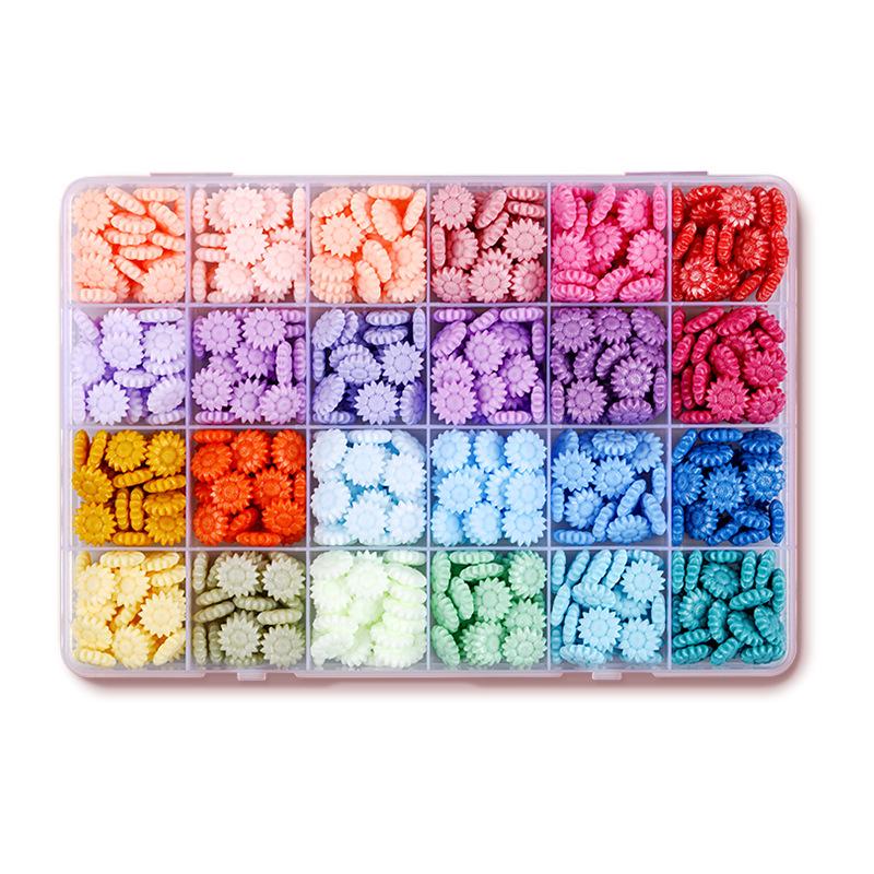 Sunflower Sealing Wax Granules In Transparent Box - Grid-Style Set with 10/15/24 Colors for Stamps