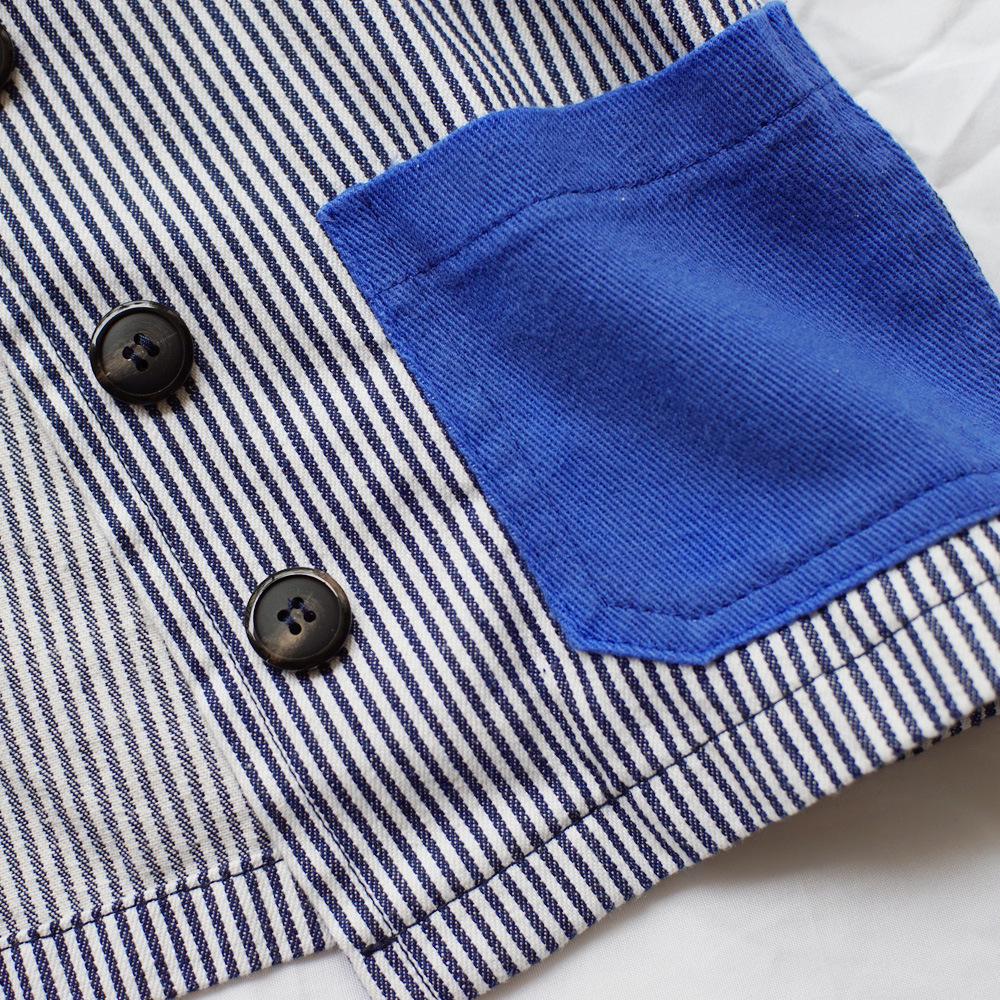 ANKRT Dívčí pruhovaná volná džínová bunda a Chlapecký barevně blokovaný kabát