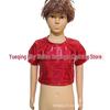 Unisex Shiny Sequin Plaid Off-Shoulder Crop Top (Short Sleeve) for Performances
