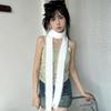 Falling Pool Knitwear Black & White Fluffy Narrow Stripe Scarf – Versatile Y2K Style for Women