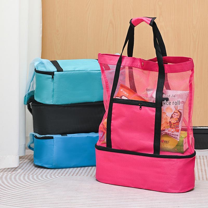 Portable Insulated Picnic Bag: Double-Layer Ice Bag with Shoulder Strap for Men and Women