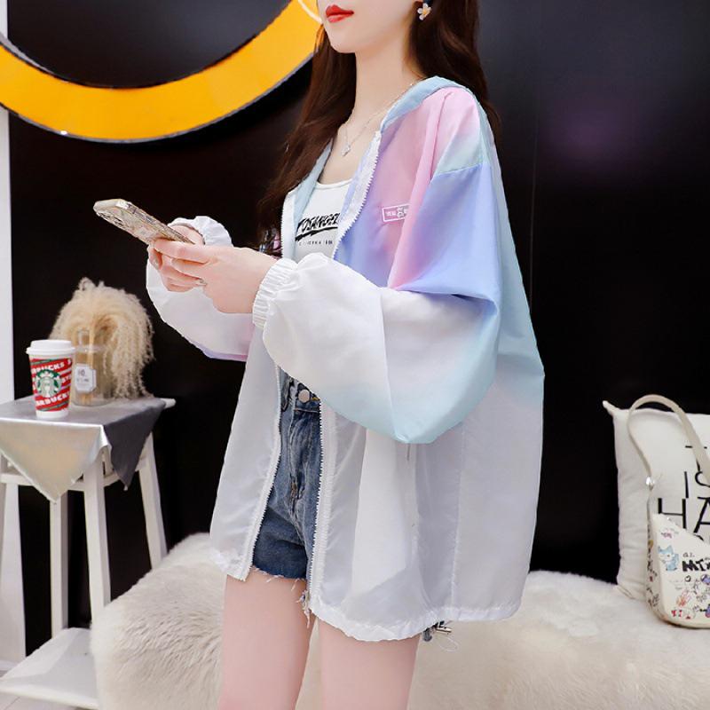 

Летний кардиган градиентного цвета средней длины на молнии с защитой от солнца 2024 года (100% полиэстер) 2XL фиолетовый