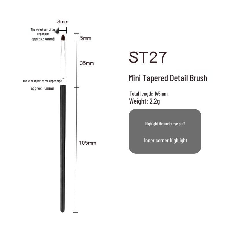 Pony Hair Makeup Brush Set - 4-Piece Eyeshadow & Concealer Blending with Portable Copper Tube