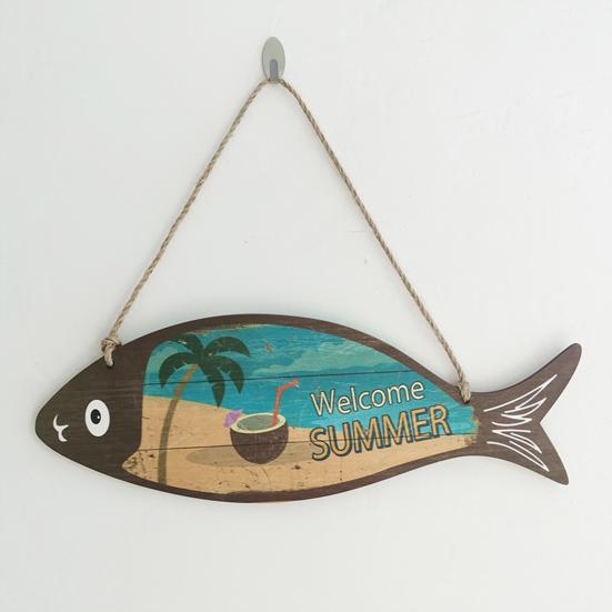 Unique Summer Hanging Sign Stylish Mediterranean Style Decorative Wall-mounted  Plate Ornament