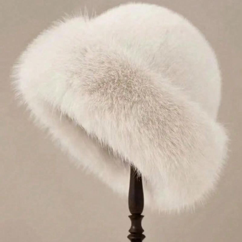 1pc Women Winter Furry Hat, European & Korean Style Warm Headwear, Solid Color Cute & Versatile, Thicker Design