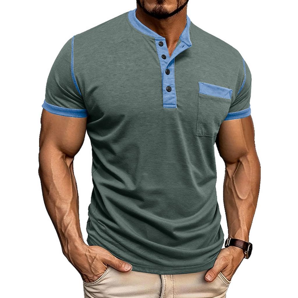 Men's Multi-color  Shirt Short-sleeved Casual Pocket T-shirt