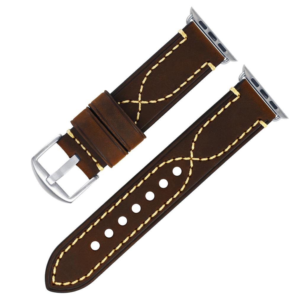 Apple Strap Apple Iwatch7 SE 6 5 4 Genuine Leather First Layer Stainless Steel Pin Buckle Leather Strap Men