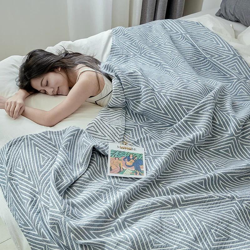 Decorative Bed Throw Blankets Scandinavian Style Muslin Gauze Bedspreads On The Beds Sofa Covers Couple Bedding Quilt 200*230cm