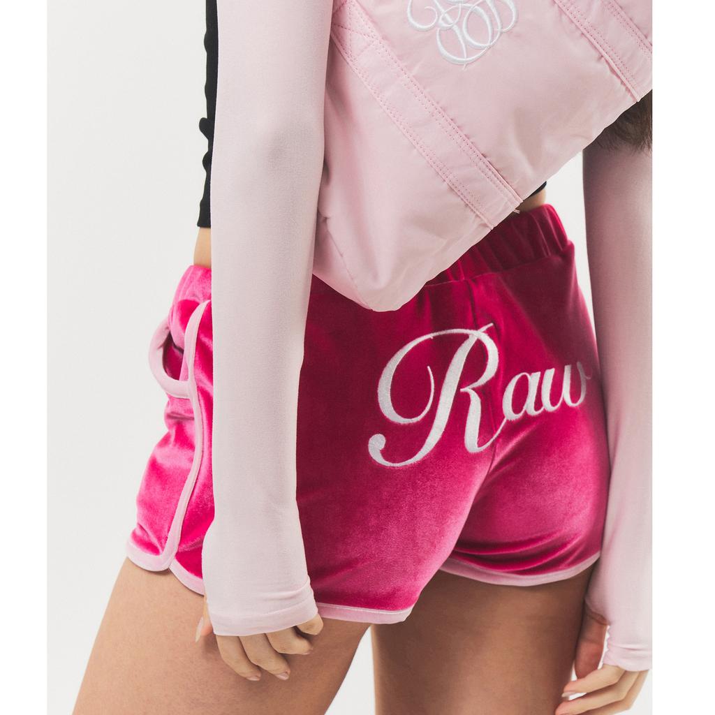 RAWMANTICS Raw Logo Velvet Hot Dolphin Pants Hot Pink