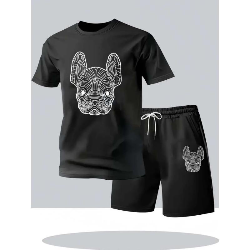 

New summer fitness sportswear for men, short-sleeved T-shirt and shorts two-piece set S