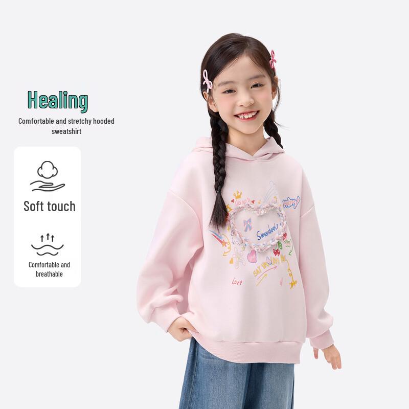 

Girls Cartoon Print Hooded Sweatshirt 140