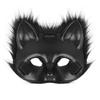 3PCS Handmade Faux Fur Masque Fox Masque Handmade Faux Fur Cat Fox Masquerade Kit for Halloween Party Cosplay Therian